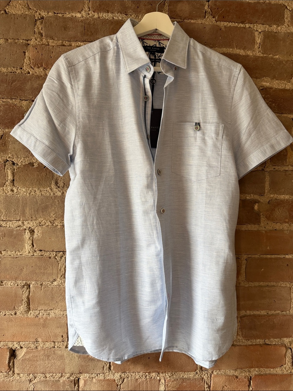 Ted Baker London Casual Short-Sleeve Button-Down Shirt in Light Blue